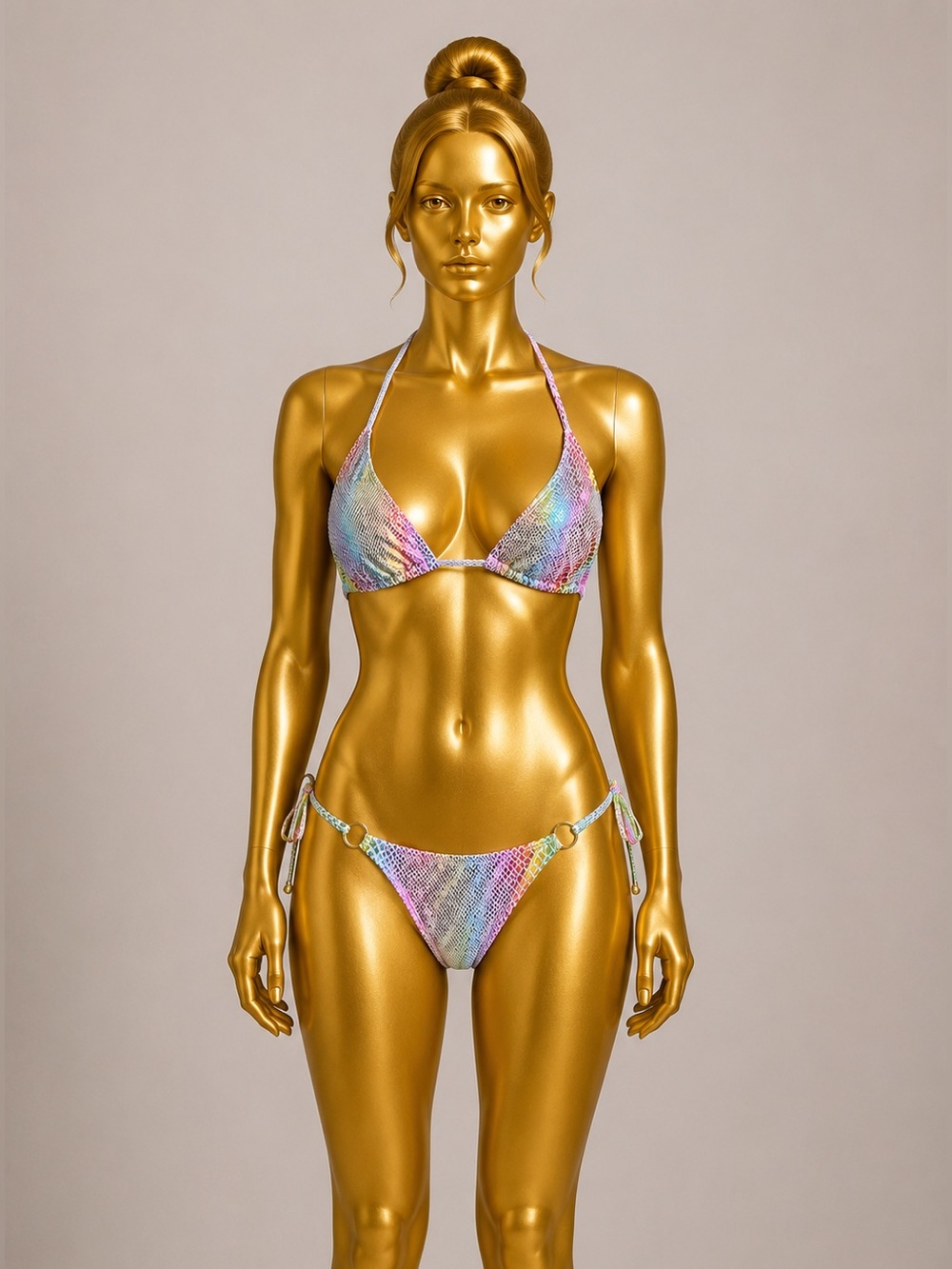 Women’s Pastel Animal Print Bikini Set Triangle Top Side Tie Y2K